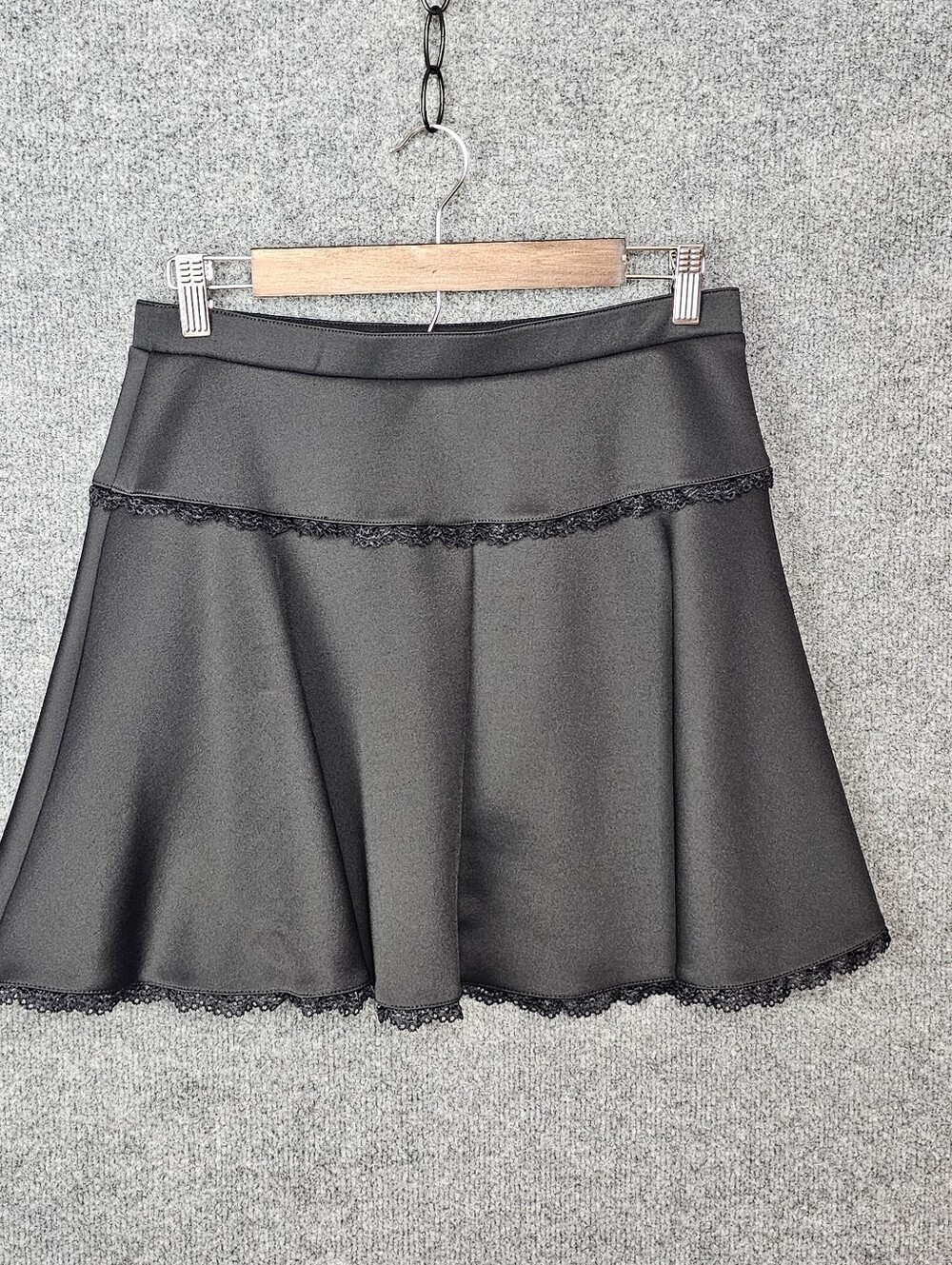 Hot Topic Black Wide Yoke Lace Trim Skater Skirt - Size Medium - Picture 3 of 6